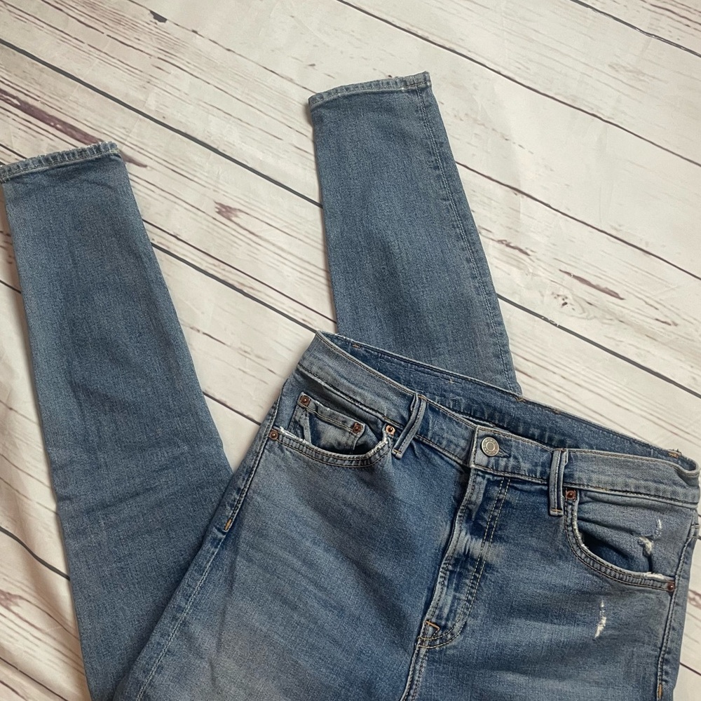 GRLFRND Kendall High Rise Cropped Denim Stretch Jeans Sz 28P Heart Of Glass